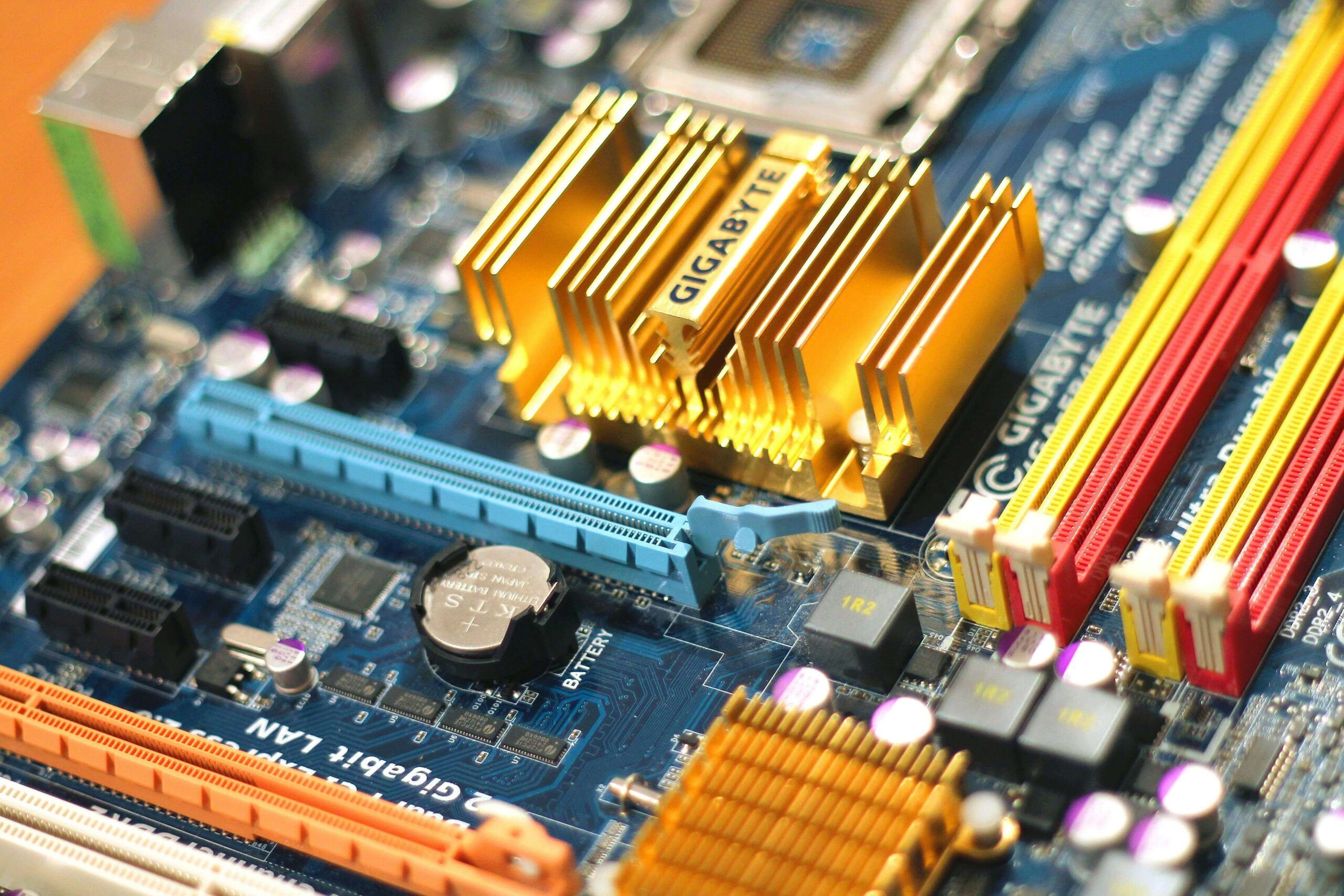 Electrical board close up with different batteries and switches