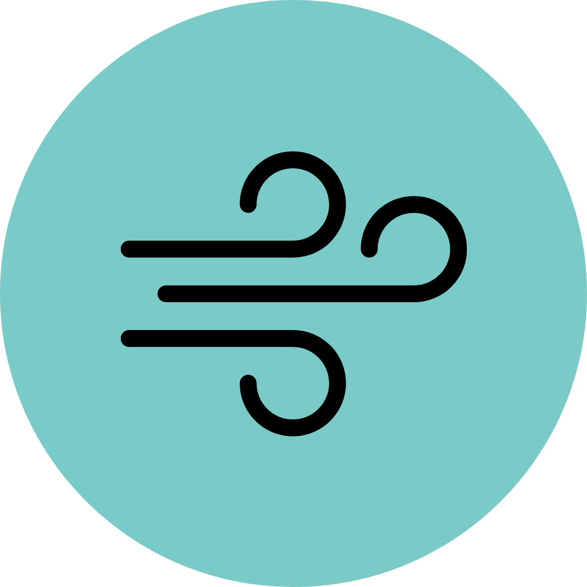 An icon with 3 squiggly lines that depict wind