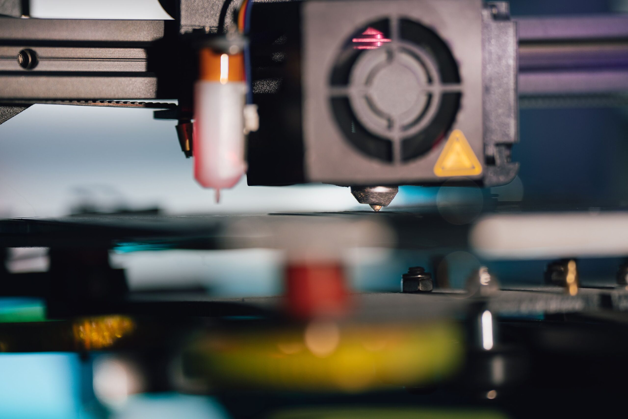Detailed view of a 3D printer extruder